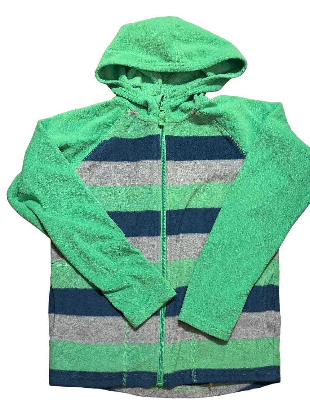 Slalom Blue Green Stripe Zip Fleece Hoodie 10/12